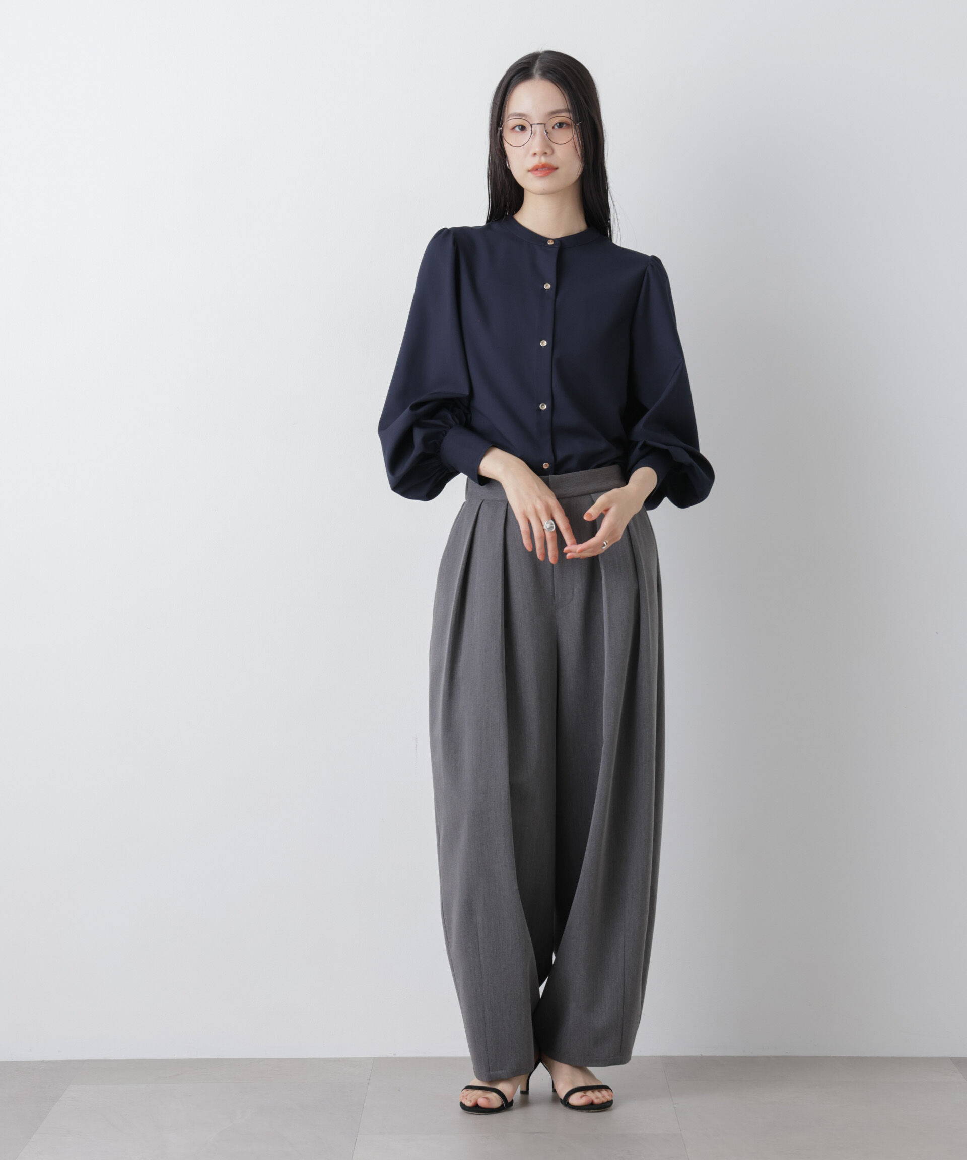 nano･universe「マシンウォッシャブルイージーケア ギャザースリーブブラウス」|シャツ・ブラウス|