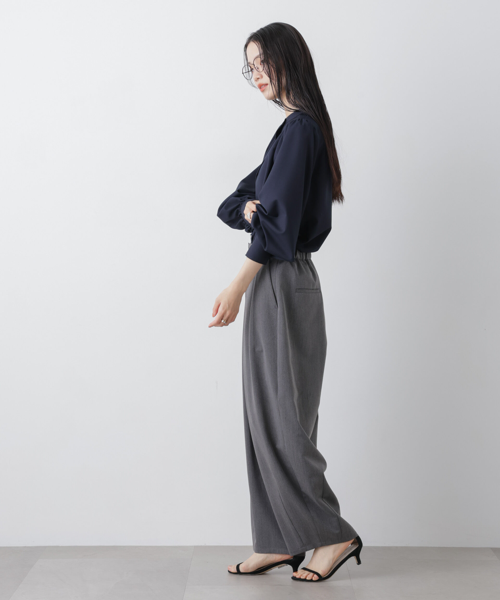 nano･universe「マシンウォッシャブルイージーケア ギャザースリーブブラウス」|シャツ・ブラウス|