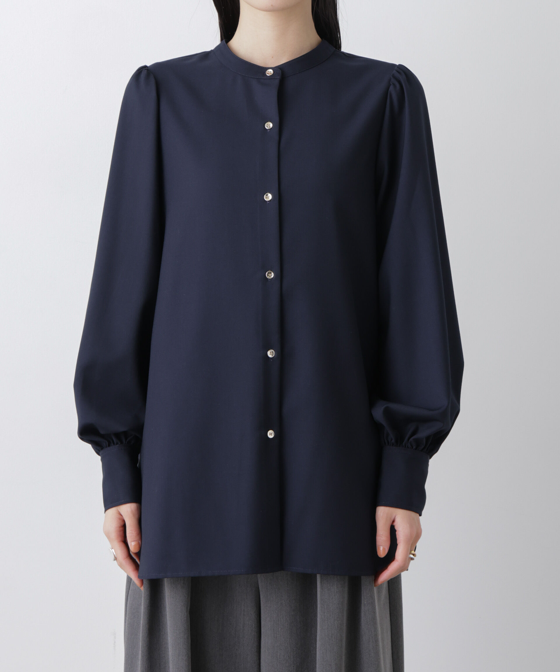 nano･universe「マシンウォッシャブルイージーケア ギャザースリーブブラウス」|シャツ・ブラウス|