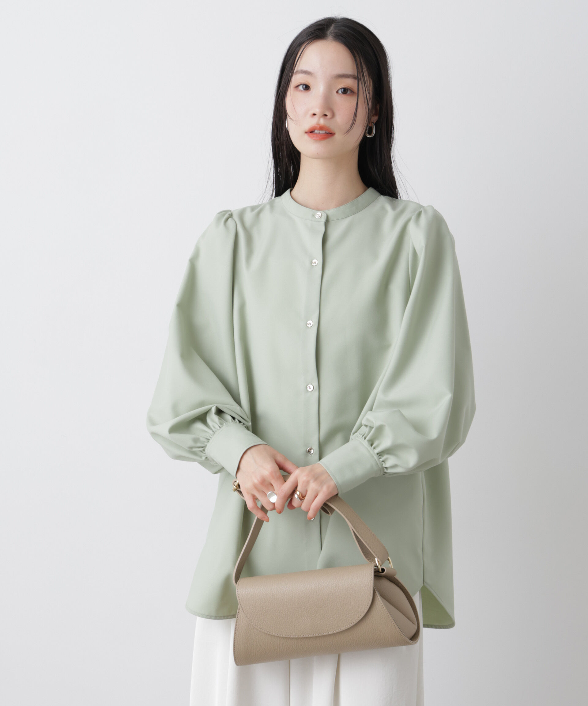 nano･universe「マシンウォッシャブルイージーケア ギャザースリーブブラウス」|シャツ・ブラウス|