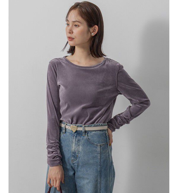 組曲「チュールフロッキー カットソー」|Tシャツ・カットソー|ライラック系