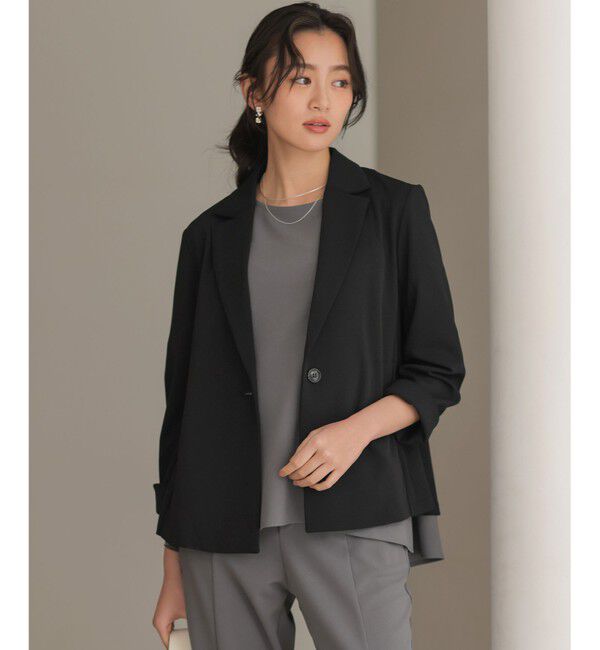 組曲「【WEB限定】ジョーゼットジャージー ジャケット」|テーラードジャケット|ブラック系