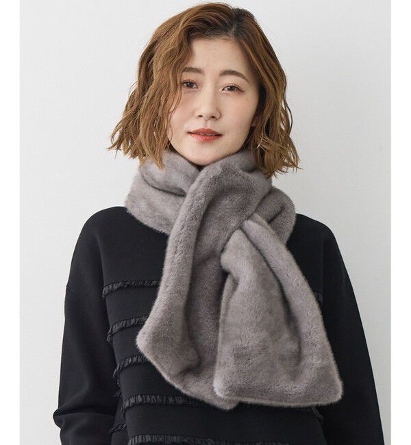 23区「フェイクファー ティペット」|マフラー|グレー系