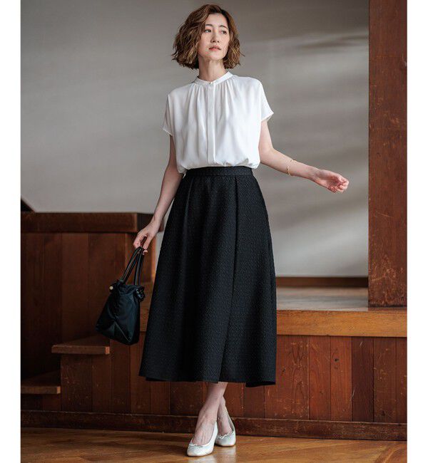23区「【洗える】プレザンスジャカード タックスカート」|スカート|