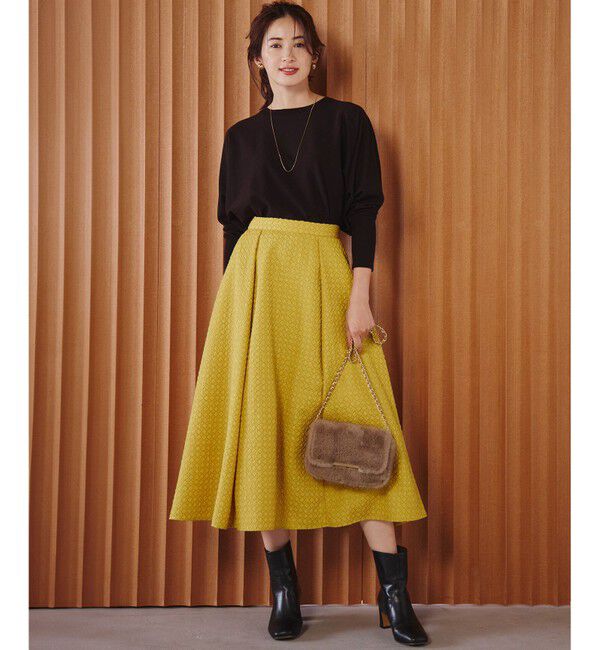 23区「【洗える】プレザンスジャカード タックスカート」|スカート|