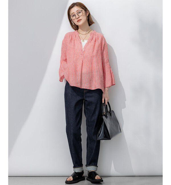 23区「【洗える】LIBECO タックスリーブ シャツ」|シャツ・ブラウス|