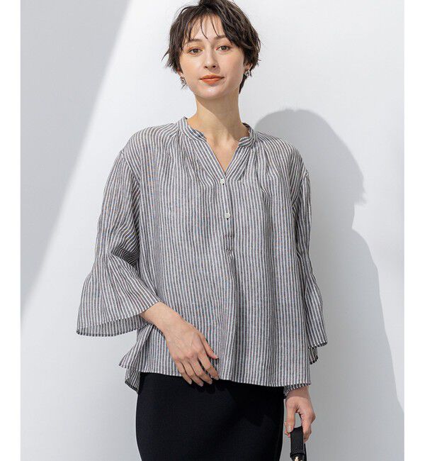 23区「【洗える】LIBECO タックスリーブ シャツ」|シャツ・ブラウス|ﾀﾞｰｸﾌﾞ