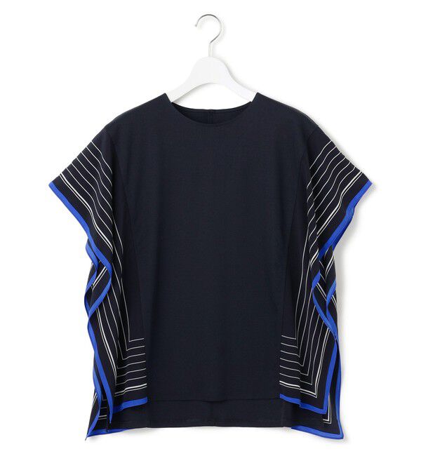 23区「【汗じみ防止加工】スカーフプリントコンビ フレンチスリーブ カットソー」|Tシャツ・カットソー|