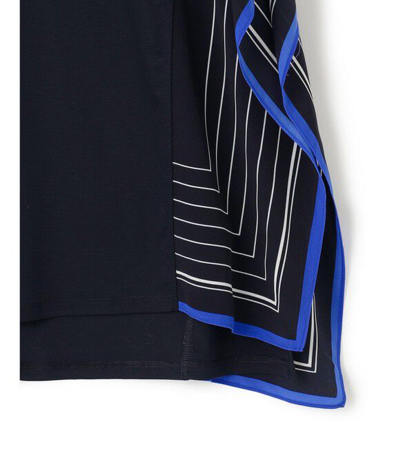 23区「【汗じみ防止加工】スカーフプリントコンビ フレンチスリーブ カットソー」|Tシャツ・カットソー|