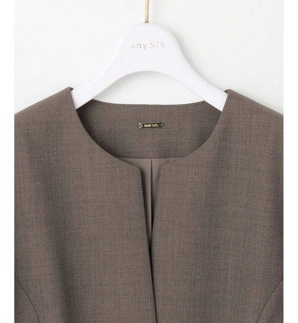 ANY SIS「【WEB限定】ウーステッドエステル クルーネック ジャケット」|ノーカラージャケット|