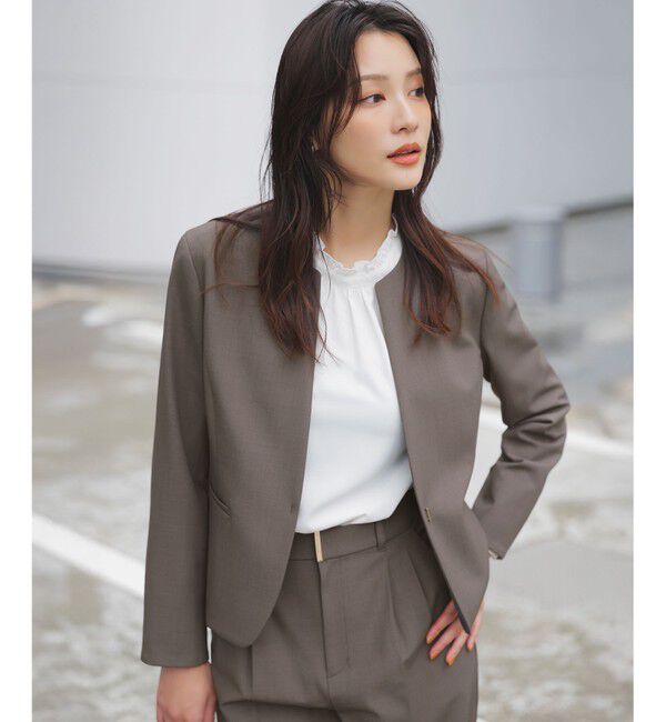 ANY SIS「【WEB限定】ウーステッドエステル クルーネック ジャケット」|ノーカラージャケット|