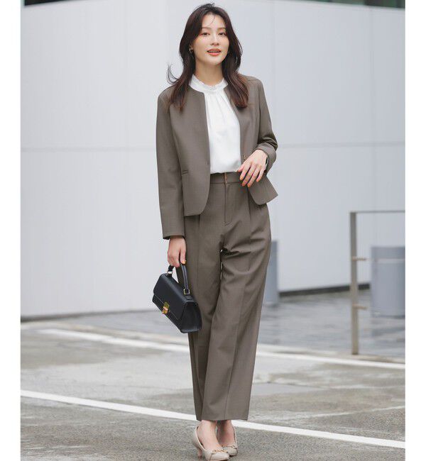 ANY SIS「【WEB限定】ウーステッドエステル クルーネック ジャケット」|ノーカラージャケット|