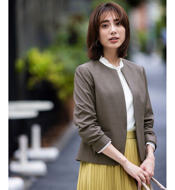 ANY SIS「【WEB限定】ウーステッドエステル クルーネック ジャケット」|ノーカラージャケット|