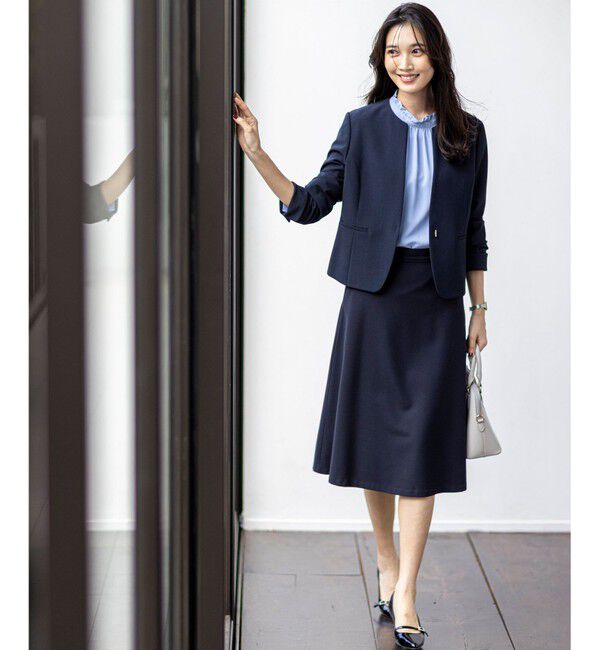 ANY SIS「【WEB限定】ウーステッドエステル クルーネック ジャケット」|ノーカラージャケット|