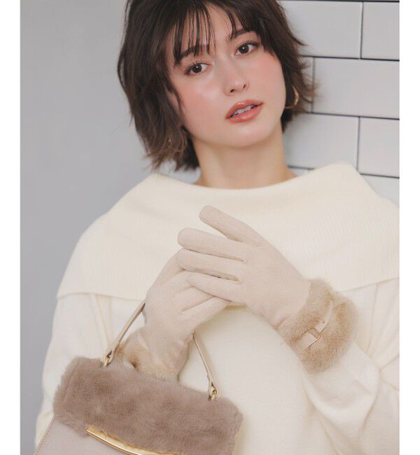 ANY SIS「バックルベルト グローブ」|手袋|アイボリー