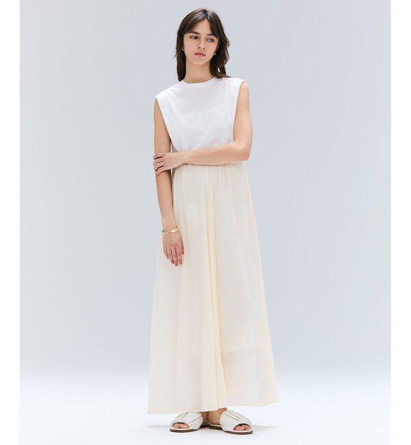 BEIGE,「【洗える/セットアップ対応】SPIGA / ジャージーコンビフレアワンピース」|ワンピース|