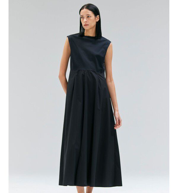 BEIGE,「【洗える/セットアップ対応】SPIGA / ジャージーコンビフレアワンピース」|ワンピース|Black