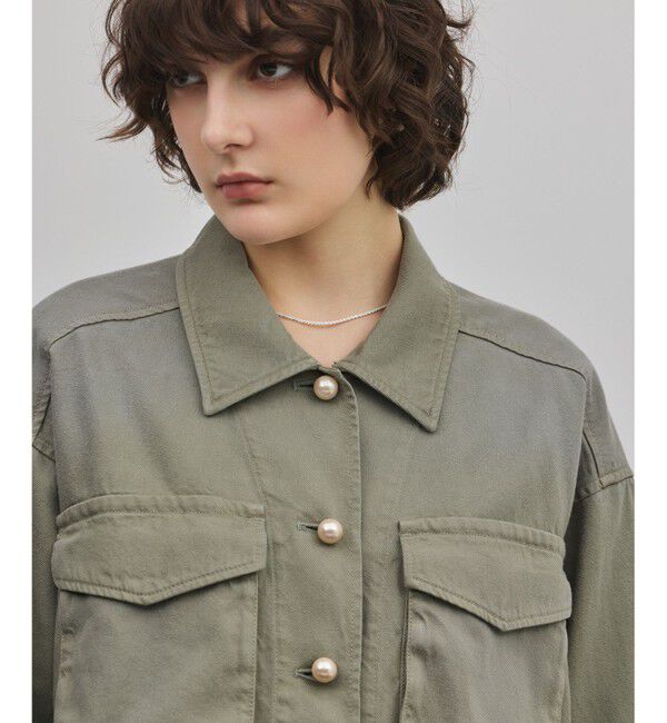 GRACE CONTINENTAL「パール釦ピグメントシャツ」|シャツ・ブラウス|カーキ