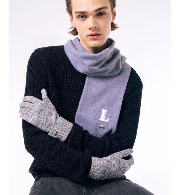 LACOSTE「メランジェニットグローブ」|手袋|グレー