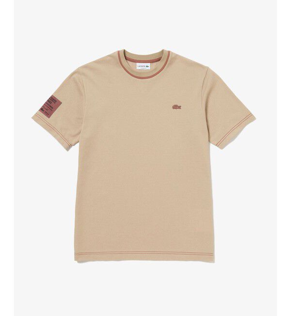 LACOSTE「スリーブネームパッチ鹿の子地Tシャツ」|Tシャツ・カットソー|ブラウン