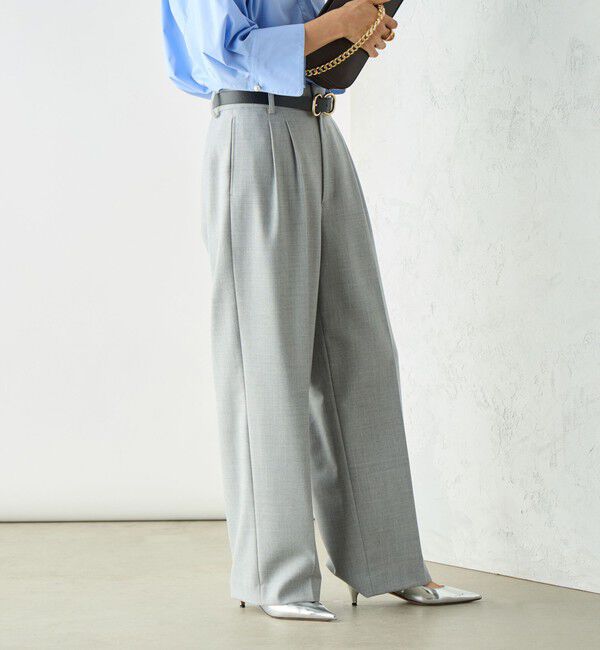 NOLLEY'S sophi「《セットアップ対応》ウール混ウォッシャブルワイドパンツ」|その他|