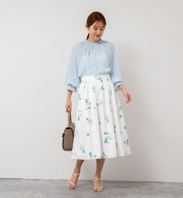 NOLLEY'S「ウォッシャブルフラワープリントスカート」|フレア|