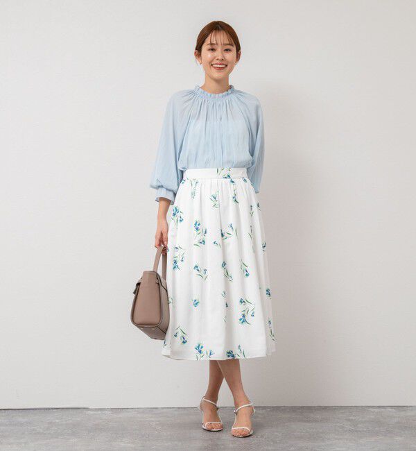NOLLEY'S「ウォッシャブルフラワープリントスカート」|フレア|