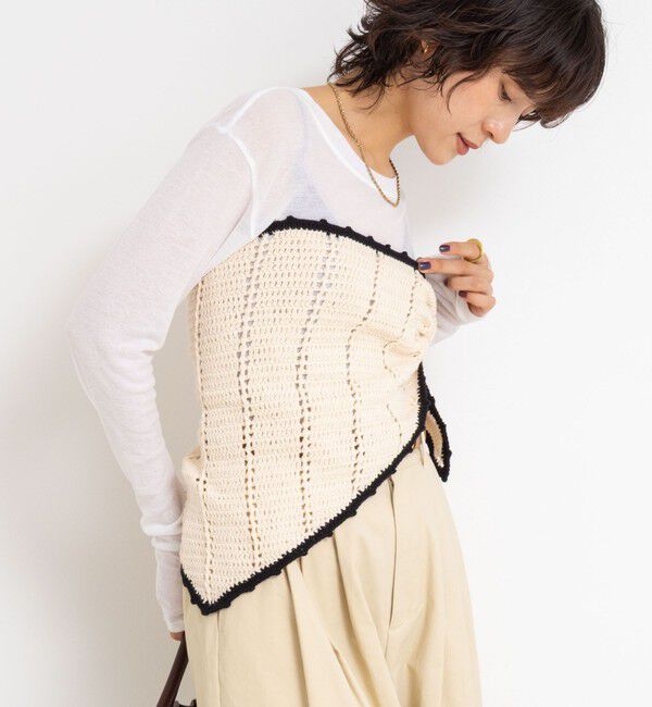 Laraaji「《手洗い可能》かぎ編み針三角ストール」|ニット・セーター|エクリュ