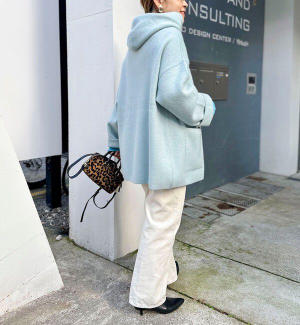 Rie Miller「ハーフ丈フーディー リバー風ニットコート」|その他|