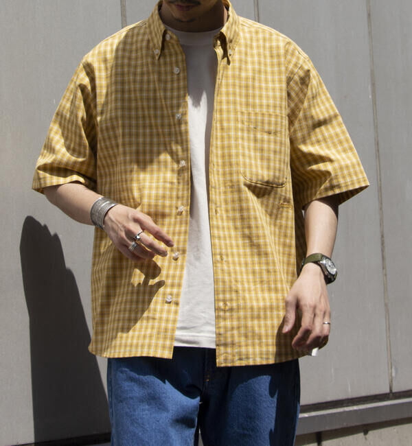 GLOSTER「【GLOSTER/グロスター】チェック半袖シャツ ボタンダウン ワンポイントロゴ刺繍入り」|シャツ・ブラウス|