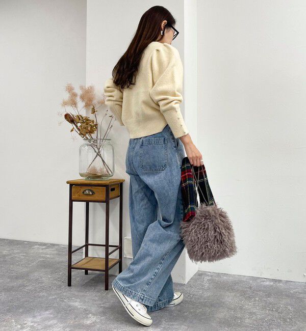 fredy emue「袖ボリュームパール付きニットプルオーバー」|ニット・セーター|