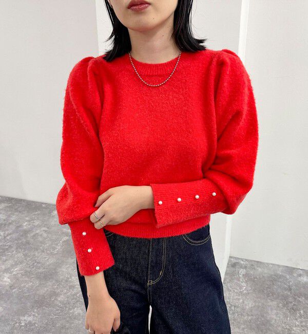 fredy emue「袖ボリュームパール付きニットプルオーバー」|ニット・セーター|