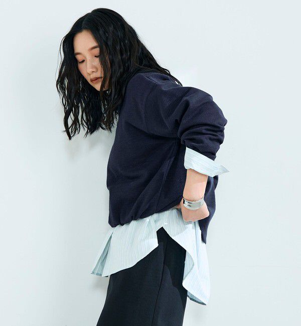 fredy emue「裾インゴムブークレープルオーバー」|Tシャツ・カットソー|ネイビー