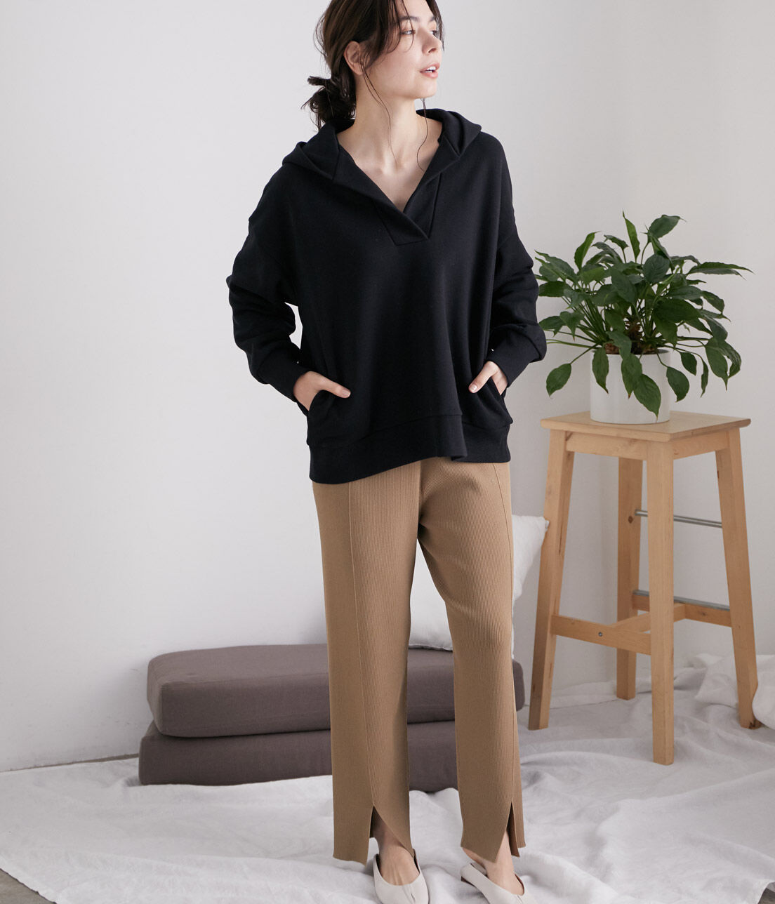 SALON adam et rope'「スキッパー裏毛フードパーカー」|パーカー|