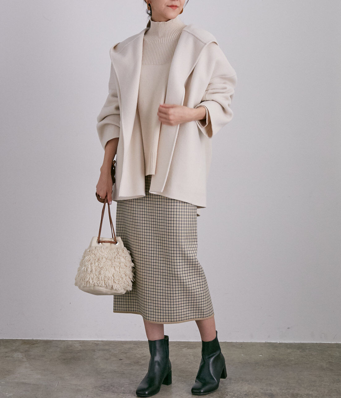 SALON adam et rope'「ウールカシミヤ無双仕立てフード付きミドル丈コート」|その他|