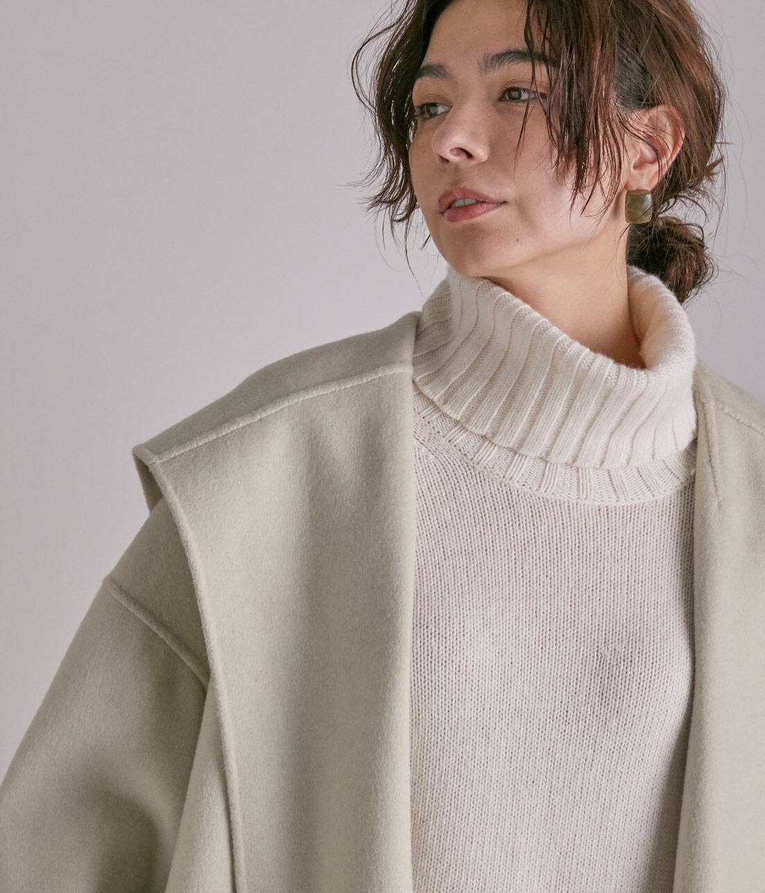 SALON adam et rope'「ウールカシミヤ無双仕立てフード付きミドル丈コート」|その他|