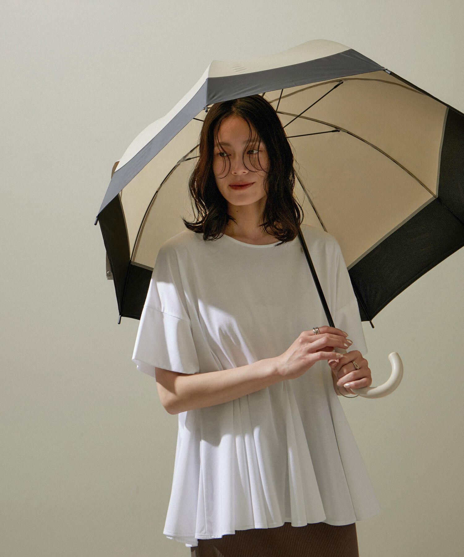 SALON adam et rope'「【SALONオリジナル】ベルドームアンブレラ（ツートンカラー）」|傘|