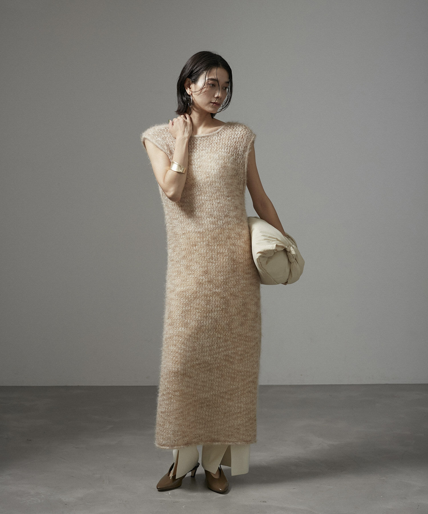 SALON adam et rope'「【WEB限定】フラッフィシアー2WAYワンピース」|ワンピース|ベージュ系(28)