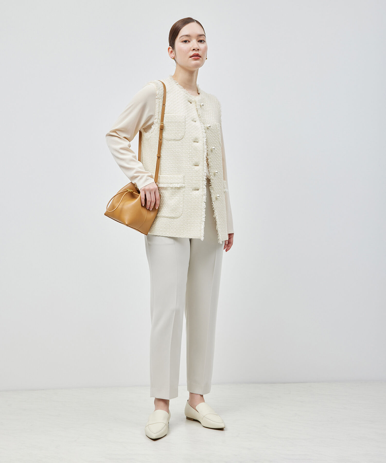 ROPE「トリアセテートダブルクロス サイドゴムテーパードパンツ【セレモニー/通勤対応】【洗える】」|その他|