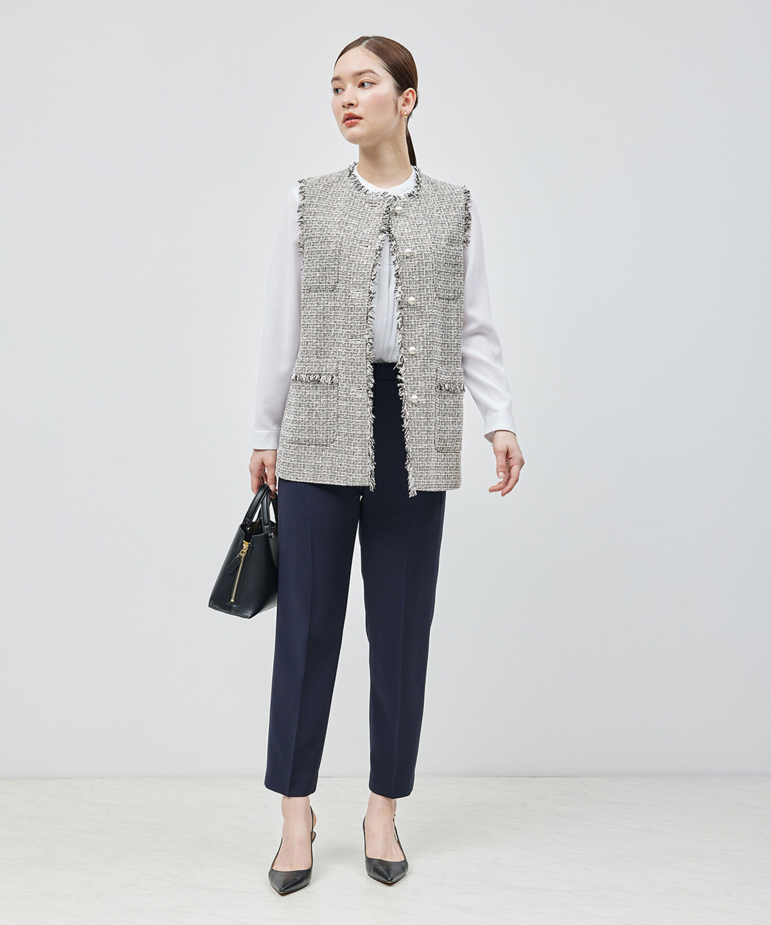 ROPE「トリアセテートダブルクロス サイドゴムテーパードパンツ【セレモニー/通勤対応】【洗える】」|その他|