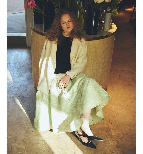 ROPE「ハンドペオントフォルムフレアスカート/セットアップ対応」|スカート|グリーン(30)