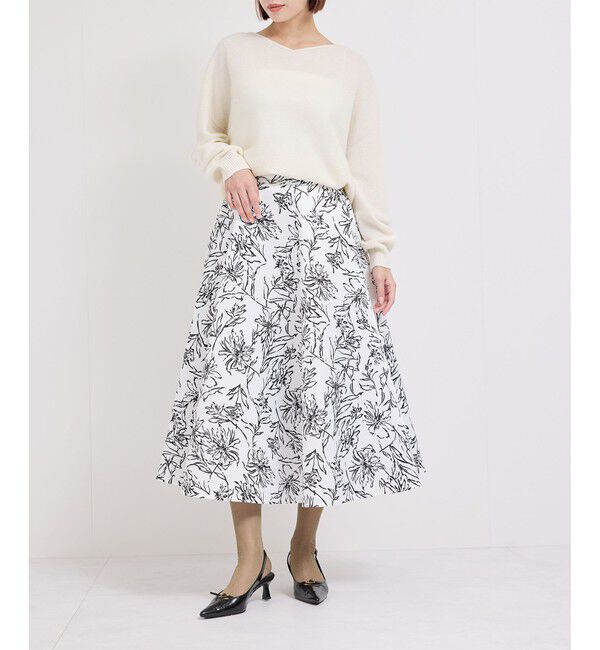 ROPE「ハンドペオントフォルムフレアスカート/セットアップ対応」|スカート|