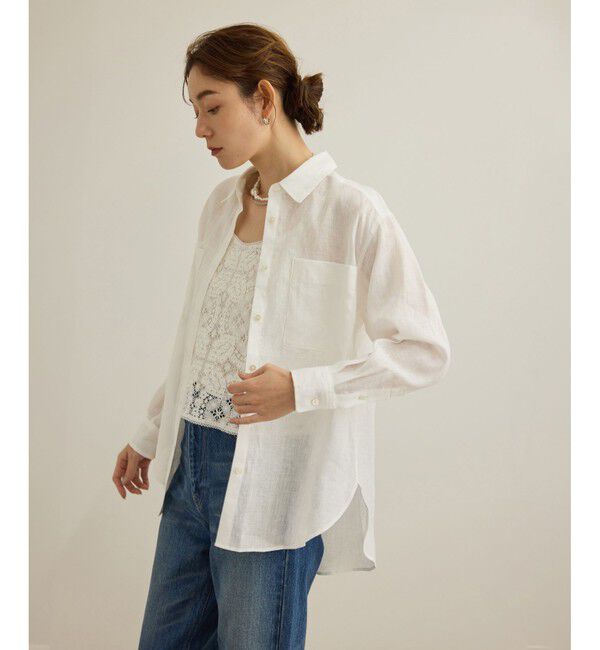 ROPE「【洗える】ヨーロピアンリネンベーシックシャツ/一部セットアップ対応」|シャツ・ブラウス|ホワイト(10)