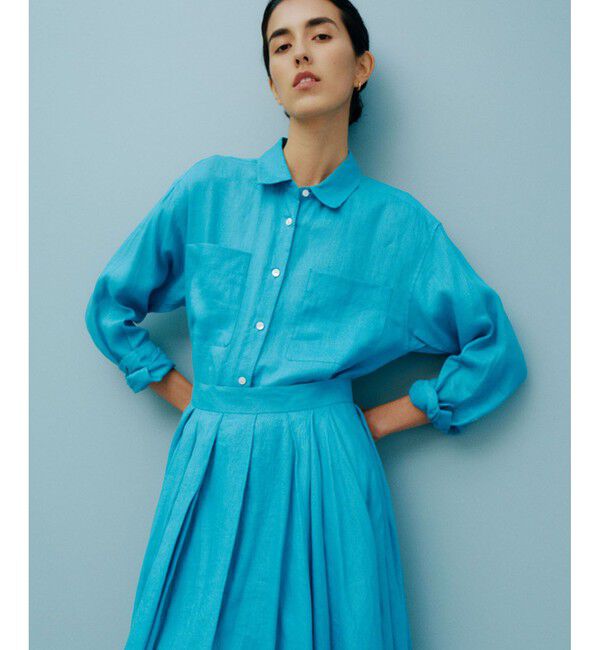 ROPE「【洗える】ヨーロピアンリネンベーシックシャツ/一部セットアップ対応」|シャツ・ブラウス|ターコイズ(49)