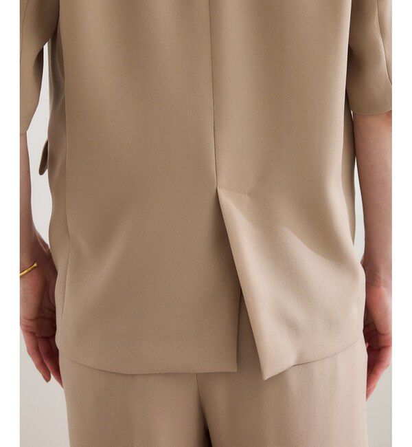 ROPE「【洗える・カセット服・新色追加】トリアセバックサテン ハーフスリーブジャケット/セットアップ対応」|テーラードジャケット|