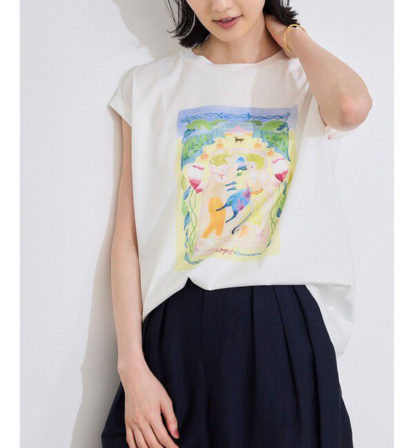 ROPE「【Kei Nagayama for ROPE'】プリント ノースリーブTEE【接触冷感・洗濯耐久あり】」|Tシャツ・カットソー|ホワイト(10)