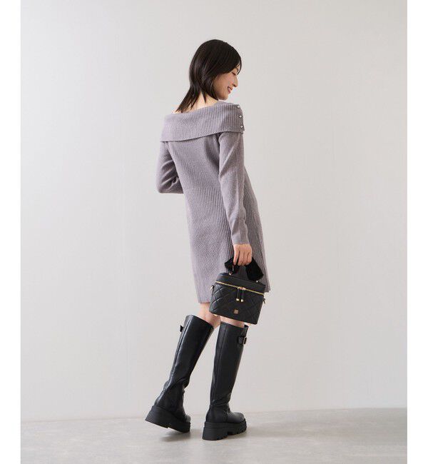 VIS「ファーハンドルキルティング＆ツイードバニティバッグ/2WAY」|ハンドバッグ|