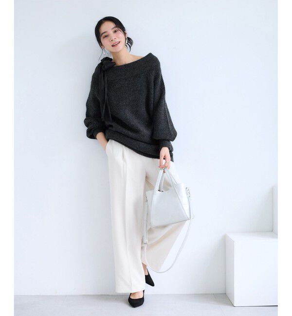 VIS「肩リボンミニ丈ニットワンピース/2WAY」|ワンピース|