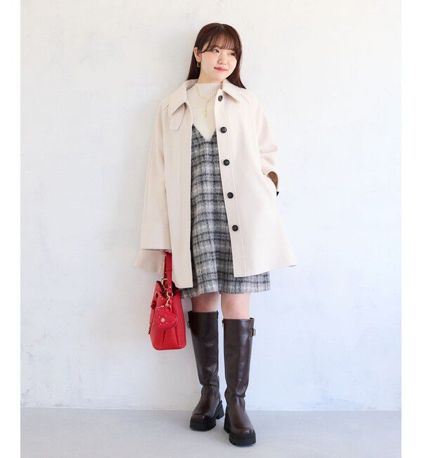 VIS「シャギーVネックミニ丈ジャンパースカート」|ワンピース|