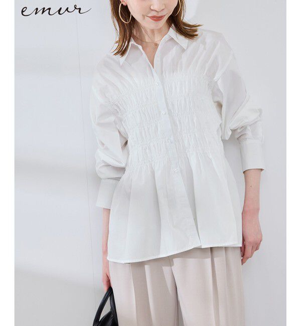 Rope&rsquo;Picnic「【WEB限定】【emur/エミュール】シャーリングシャツ」|シャツ・ブラウス|オフホワイト(15)